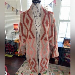 Jodifl open-front geometric diamond pattern cardigan